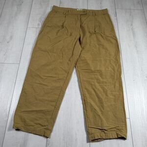 Cos Mustard Brown Cotton Linen Pants 42 Euro 10 US Cropped Trousers